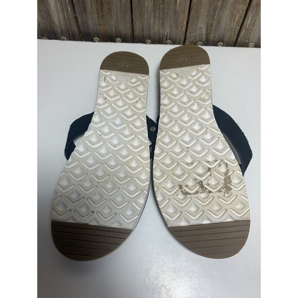 UGG Australia Womens Lorrie Flip Flop Sandals Black Suede Flat Heel Slip On 9 - Picture 6 of 7